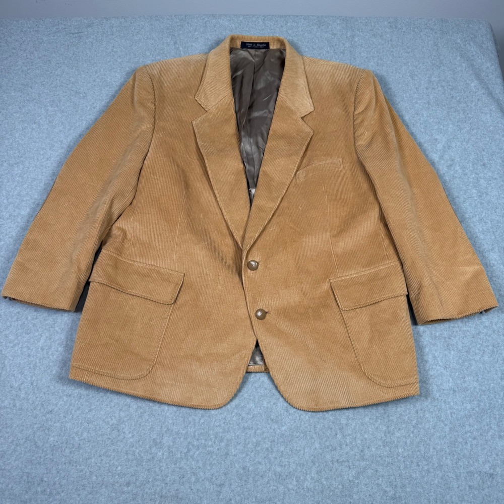 Vintage diBenedetto Academia Tan Corduroy Blazer Elbow Patches Sport Coat 46R
